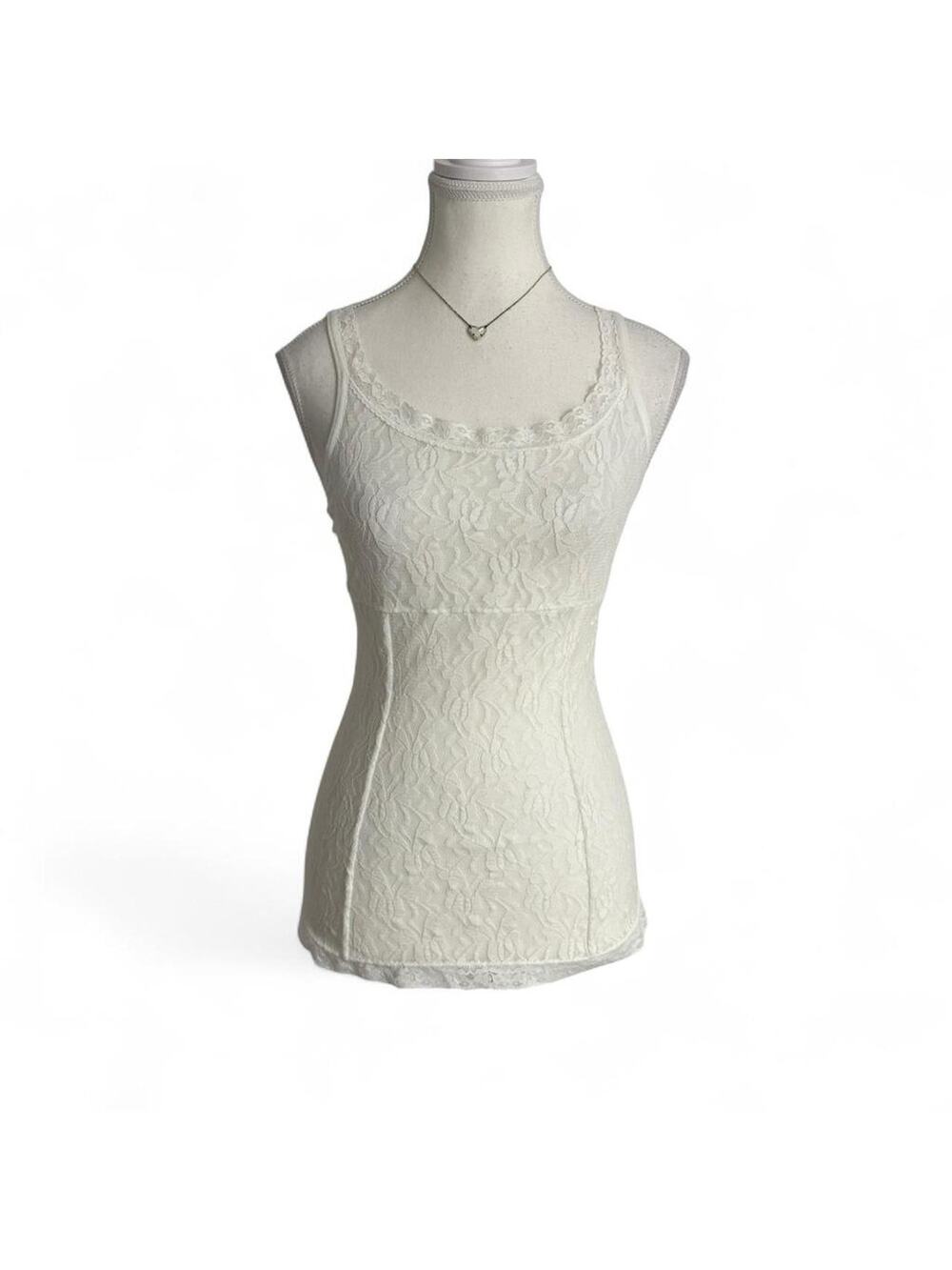 Madienform White Full Lace Fitted Full Length Perfecg Layering Tank Size Medium